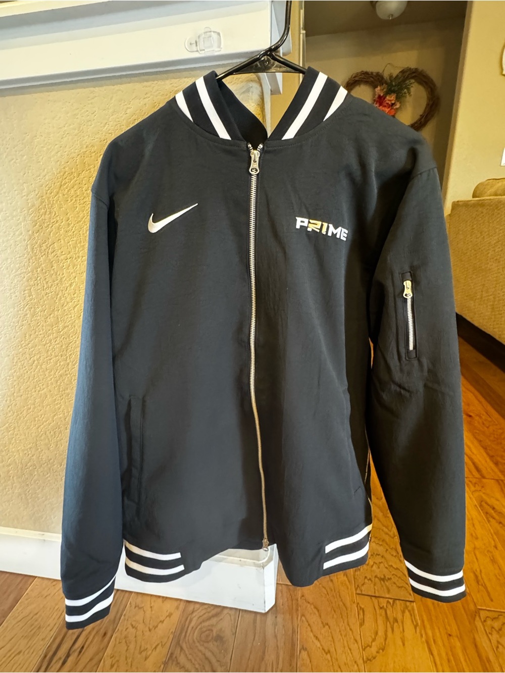 Nike Black Bomber Jacket with White Trim PRIME Logo
